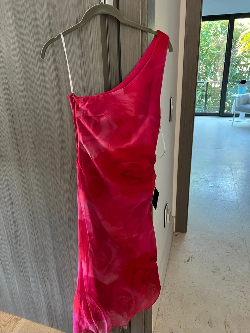 NWT LULU'S pretty seren asymmetrical mesh rushed bodycon dress XS - Picture 6 of 13